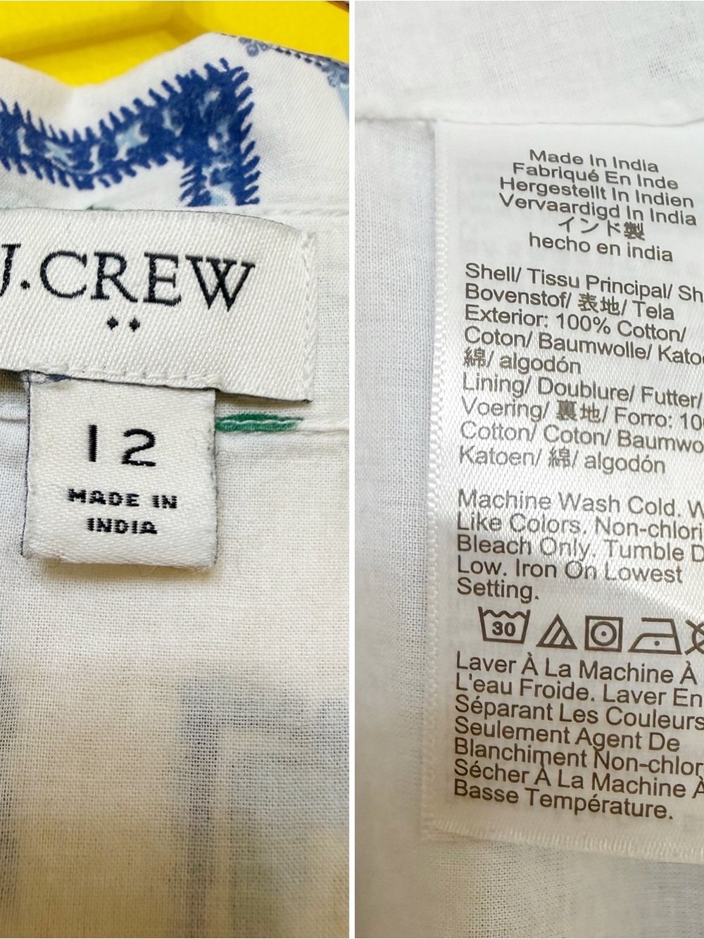 j.crew | collared midi dress positano lemon print size 12 - Picture 8 of 9